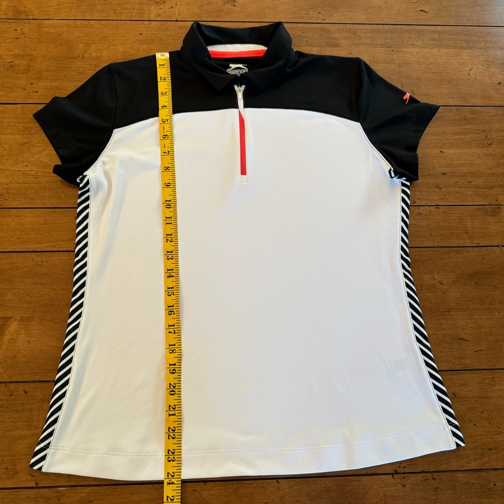 Women's Slazenger Collared Golf Shirt with 3/4 Zip White/Black Size Medium